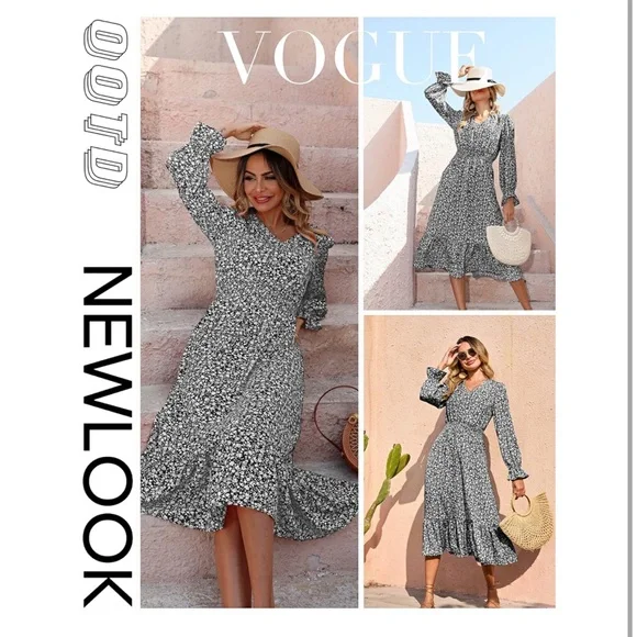 PRETTYGARDEN Long Sleeve Maxi Floral Dress - M - Picture 6 of 14